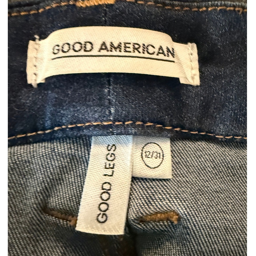 Good American Good Legs Jeans Dark Wash Side Weave Blue Size 12/31 - Picture 5 of 9
